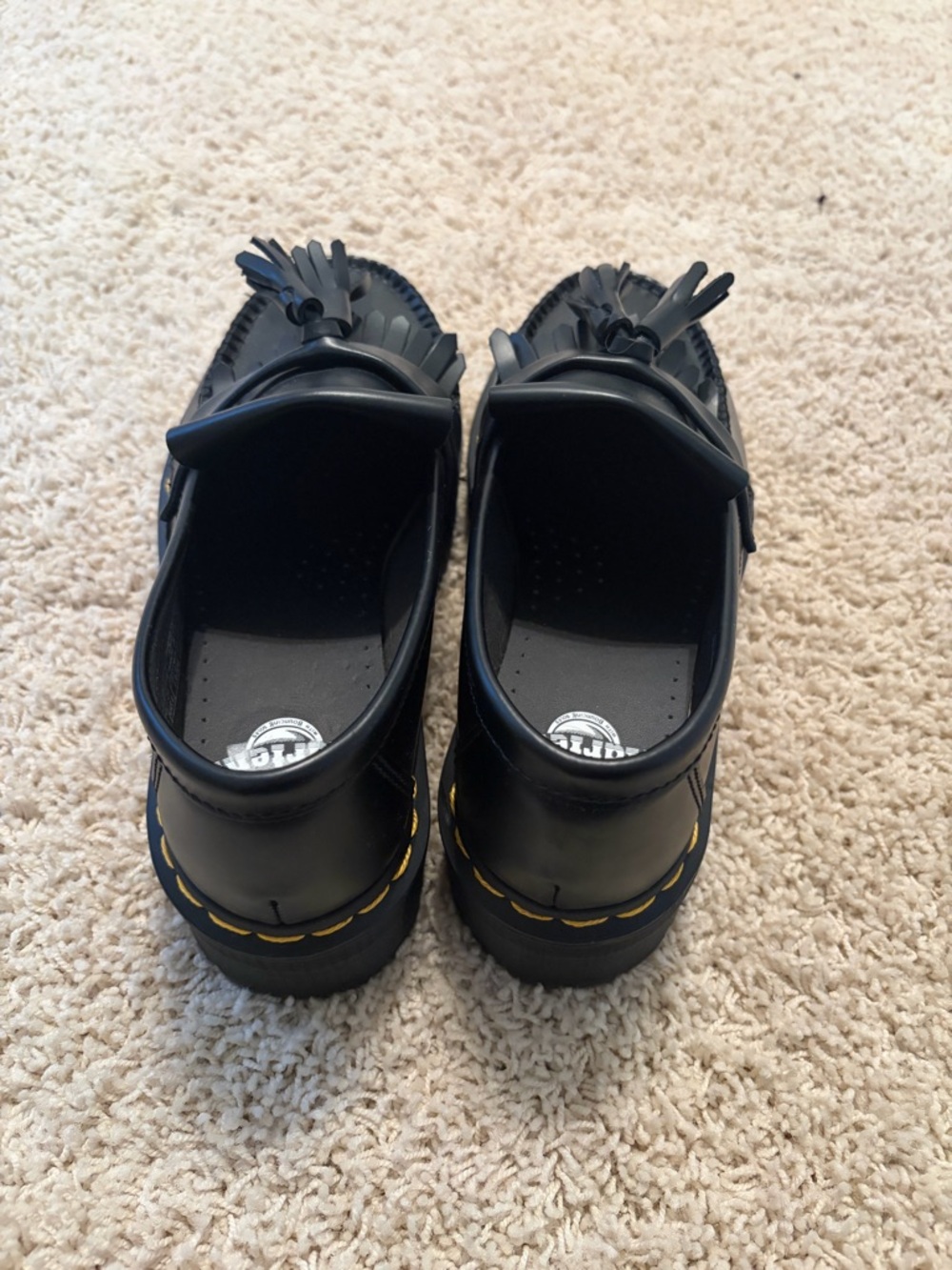Dr. Martens Black Tassel Kiltie Loafers with Yellow Stitching - Picture 2 of 3